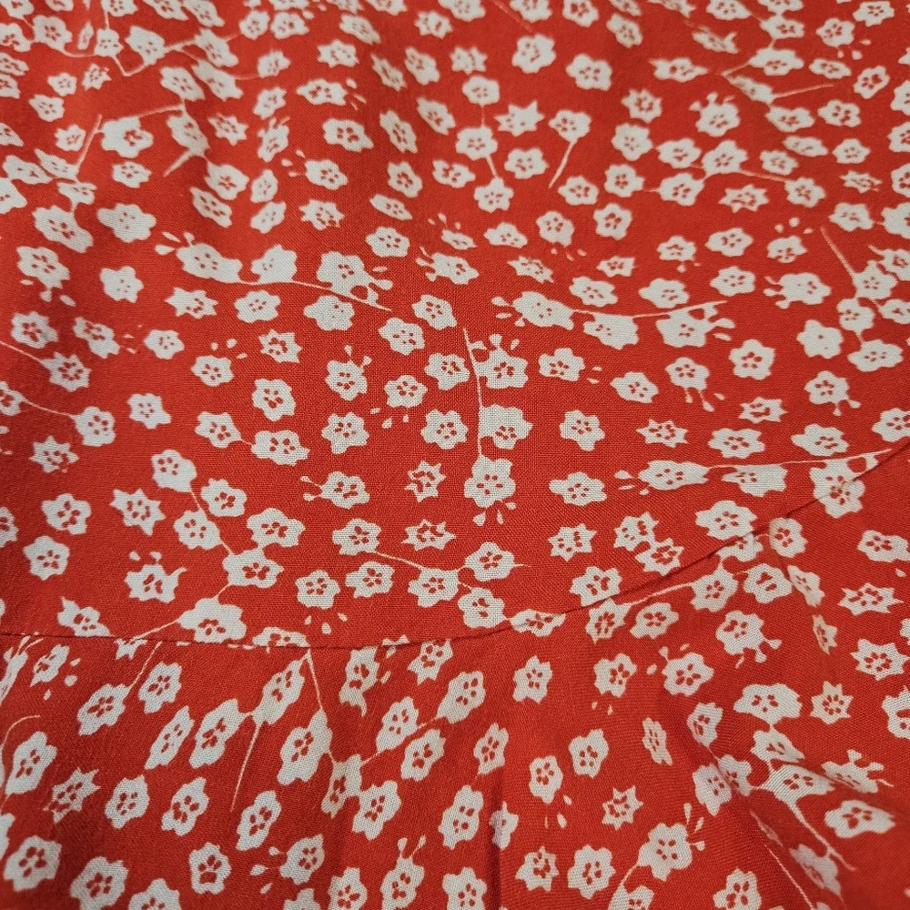 Japna Red Rufle Floral Mini Skirt, Red/White Floral, Medium - Picture 6 of 8